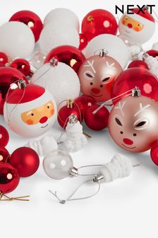 50 Pack Red/White Christmas Baubles (D73691) | €9