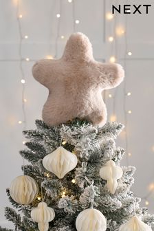 Natural Faux Fur Star Christmas Tree Topper (D73718) | €7.50