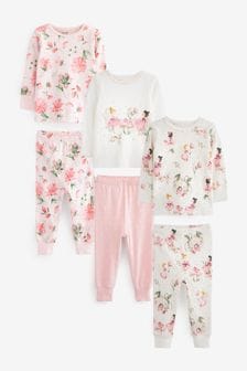 Rosa/blanco crudo con hadas - Pack de 3 pijamas estampados de manga larga (9 meses-12 años) (D73868) | 40 € - 53 €