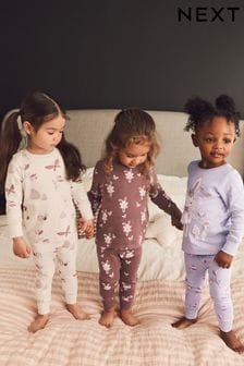 Purple/White Bunny 3 Pack Long Sleeve Printed Pyjamas (9mths-12yrs) (D73941) | €35 - €43