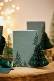 6 Pack Green Honeycomb Trees Christmas Cards (D73959) | kr90