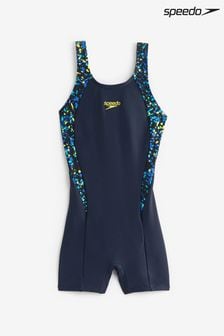 Speedo Girls Print Panel Legsuit Black Swimsuit (D74013) | kr420