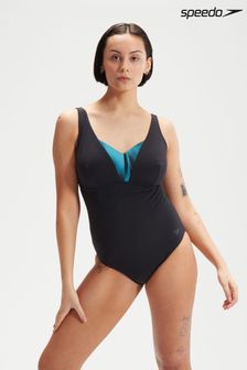 Czarny damski strój kąpielowy Speedo Dd+ modelujący sylwetkę z nadrukiem (D74033) | 172 zł