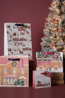 Set of 4 Gingerbread Christmas Gift Bags (D74107) | €7