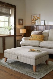 Thatched Linen Look Stripe Natural Albury Large with Storage Footstool (D74266) | €340