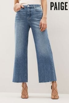 Paige Anessa Blue Wide Leg Raw Hem Jeans (D74329) | $461