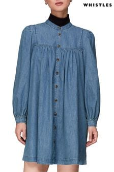 Синее джинсовое платье-трапеция из шамбре Whistles (D74339) | €78