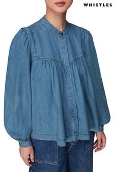 Niebieska bluzka Whistles Mollie z batystu dżinsowego (D74349) | 280 zł