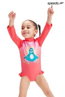 Speedo Digital Langarm-Rüschen-Badeanzug für Mädchen in Rosa​​​​​​​ (D74389) | 23 €