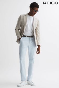 Reiss Soft Blue Pitch Slim Fit Washed Cotton Blend Chinos (D74489) | $122