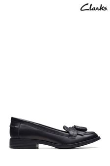 Clarks Black Wide Fit (G) Leather Loafer Shoes (D74665) | kr844