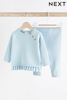 Blue Knitted Baby 2 Piece Set (0mths-2yrs) (D74677) | €15 - €17