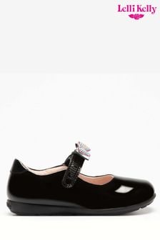 Lelli Kelly Wide Fit Removeable Rainbow Heart Dolly Black Shoes (D74683) | €30