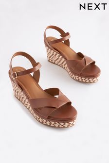 Tan Brown Extra Wide Fit Forever Comfort® Open Toe Wedges (D74717) | 29 €