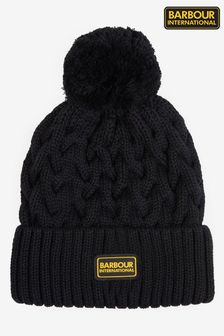 Barbour® International Drift Cable Knit Logo Pom Beanie Hat (D74773) | AED91