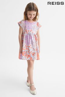 Reiss Pink Print Dahlia Junior Floral Print Jersey Dress (D74780) | 257 QAR