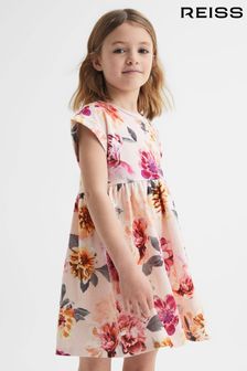 Reiss Pink Dahlia Junior Floral Print Jersey Dress (D74788) | OMR26
