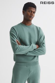 Reiss Fern Green Alistar Oversized Garment Dye Sweatshirt (D74791) | SGD 215