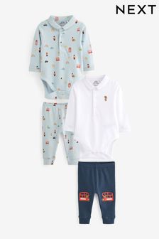 海軍藍London Bus - 嬰兒連身衣T恤和內搭褲4件裝 (D75129) | HK$209 - HK$227