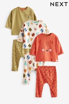 Marron rouille personnage - Lot de 6 ensembles de t-shirts et leggings bébé (D75130) | €40 - €43