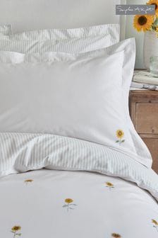 Sophie Allport Set of 2 White Sunflowers Pillowcases (D75143) | $59