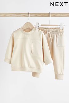 Cream Cargo Baby Cosy Sweatshirt and Joggers Set (D75200) | ₪ 59 - ₪ 67
