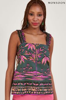 Monsoon Pedra Palm Print Playsuit in Sustainable Cotton