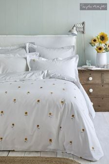 Sophie Allport White Sunflowers 100% Cotton Duvet Cover and Pillowcase Set (D75219) | $94 - $163