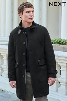 Schwarz - Mantel aus Wollmischung mit Stehkragen und vier Taschen (D75330) | 179 €