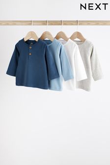 Blue/Grey Long Sleeve Baby T-Shirts 4 Pack (D75431) | KRW26,300 - KRW29,600