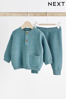 bleu sarcelle - Ensemble pull et legging bébé en maille gaufrée (0 mois - 2 ans) (D75536) | €18 - €20