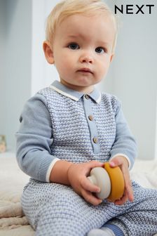 Blue Knitted Baby Rompersuit (0mths-2yrs) (D75537) | 8,330 Ft - 9,370 Ft