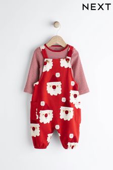 Red Santa Jersey Baby Dungarees And Bodysuit (0mths-2yrs) (D75636) | $50 - $56