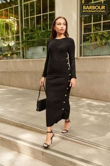 Barbour® International Velcote Midi Knitted Black Skirt (D75703) | 69 €