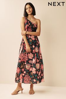 Pink One Shoulder Midi Dress (D75755) | €14