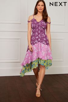 Purple/Pink Preen Strappy Midi Dress (D75761) | €42