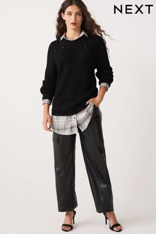Black Checked Shirt Layer Jumper (D75765) | €36