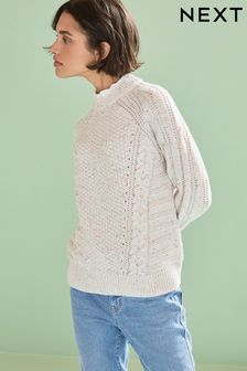 Light Pink Cable Detail Pie Collar Layer Jumper (D75771) | 53 €