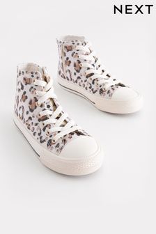 Leopard Print Standard Fit (F) Lace-Up High Top Trainers (D75904) | ₪ 80 - ₪ 109