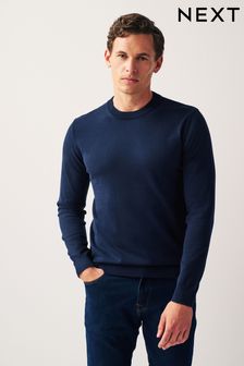 Azul marino - Regular Cotton Rich Knitted Crew Neck Jumper (D75908) | 33 €