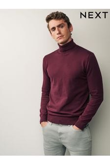Fioletowo-śliwkowy - Sweter z długim rękawem i golfem o regularnym kroju (D75931) | 112 zł