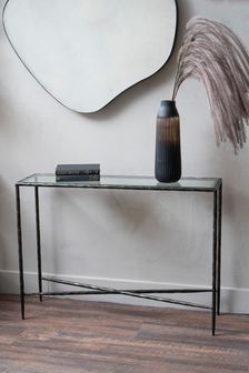 Libra Interiors Bronze Patterdale Small Glass Top Console Table