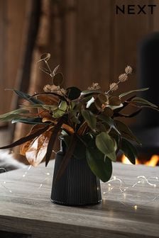 Brown Artificial Bronx Autumnal Leaves In Ribbed Vase (D75962) | €40