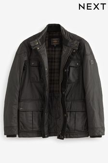 Чорний - Байкерська куртка з покриттям (D75967) | 3 501 ₴