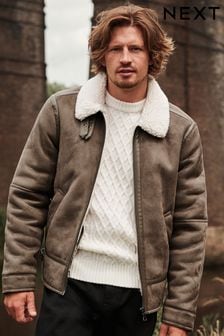 Brown Faux Shearling Jacket (D75975) | TRY 2.153