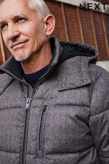 Teksturowana, przeciwdeszczowa kurtka puchowa uszyta z materiału o wyglądzie wełny (D76020) | 206 zł