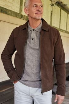 Tan Brown Signature Leather Collared Jacket (D76161) | LEI 997