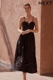 Black Broderie Bandeau Midi Dress (D76242) | €53