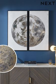 Set of 2 Monochrome Large Lunar Moon Canvas Wall Art (D76244) | 161 €