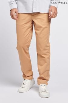 Brązowy - Bawełniane spodnie chino z diagonalu Jack Wills (D76333) | 380 zł